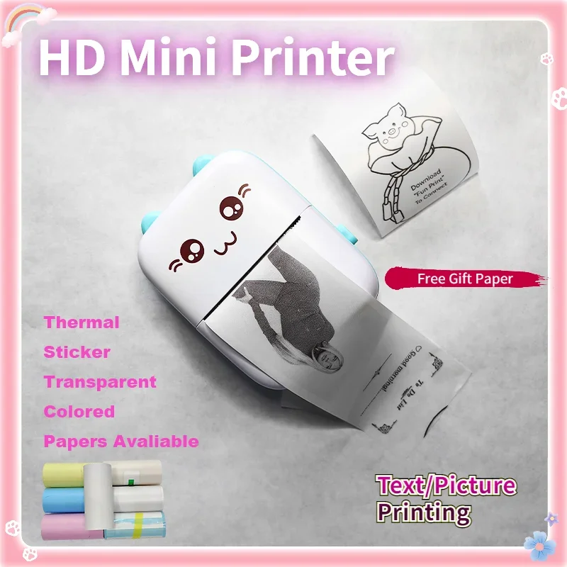 Mini C9 Photo Pocket Printer Portable Ink-free Thermal Printer 57mm Paper Wireless BT 200dpi Android IOS Printer Christmas Gifts