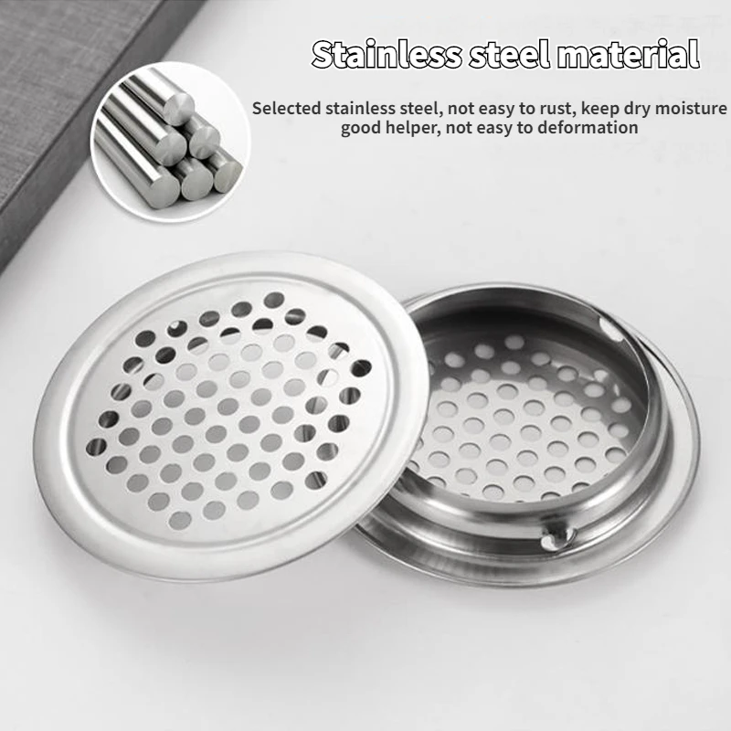 10pcs Round Cabinet Air Duct Vent Dia.19mm-53mm Steel Louver Mesh Hole Plug Decoration Cover Wardrobe Grille Ventilation Systems