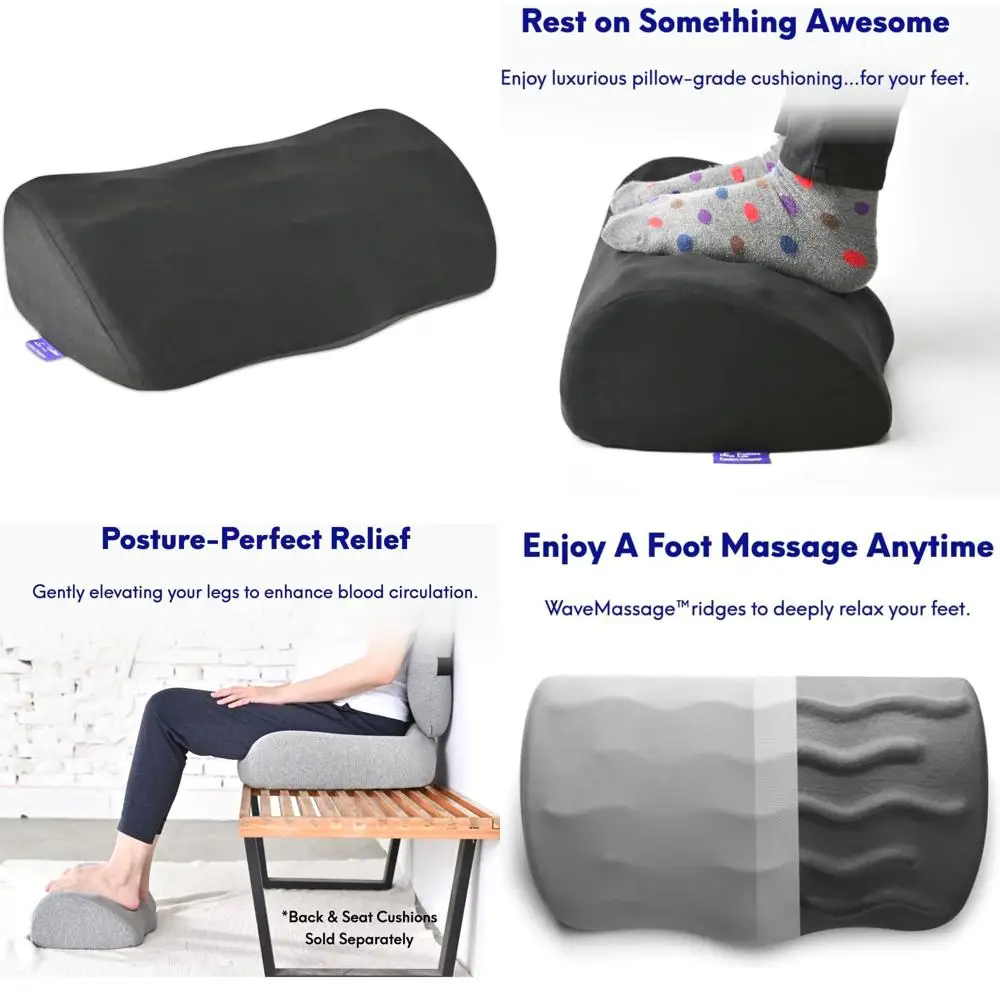

Ergonomic Memory Foam Footrest with Massage Ridges for Desk Use - Patented Design for Comfort at Work and Home