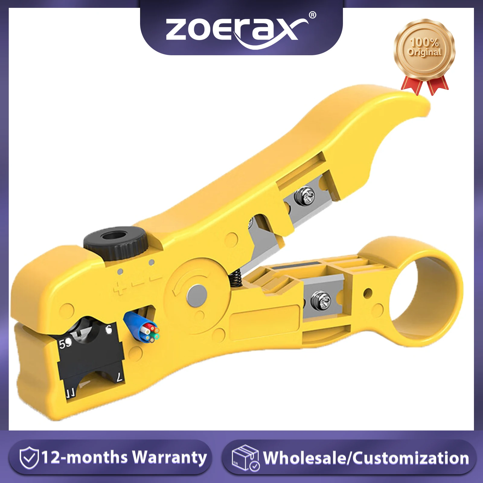 

ZoeRax Universal Cable Wire Stripper Cutter Stripping Tool for Flat or Round UTP Cat5 Cat6 Wire Coax Coaxial