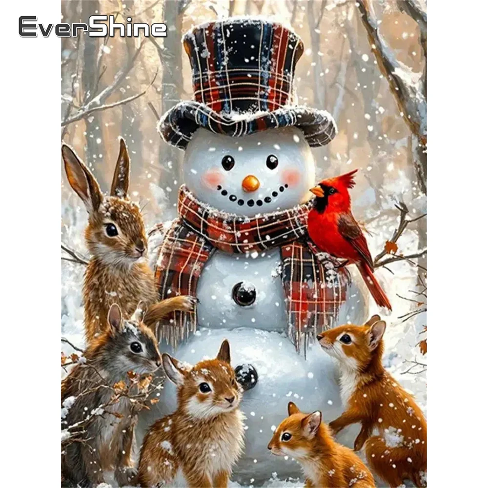 Evershine DIY Diamant Mosaik Schneemann Landschaft Geeignet für Anfänger Diamant Malerei Kaninchen Stickerei Winter Weihnachtsgeschenk