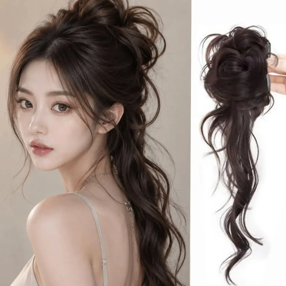 Synthetic Material Dragon Beard Bun Hair Clip Extra-Long Design Casual Style Retro Hair Clip Fuffy Texture Wig Attachment