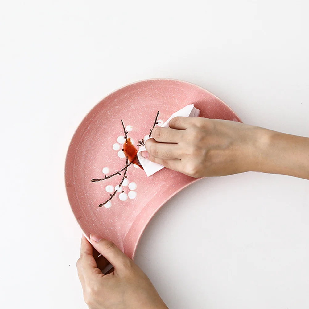 

2Pcs Ceramic Moon Shape Sushi Plates Japanese Style Creative Food Tray for Sushi Dessert Fruit Serving Practical Kitchen