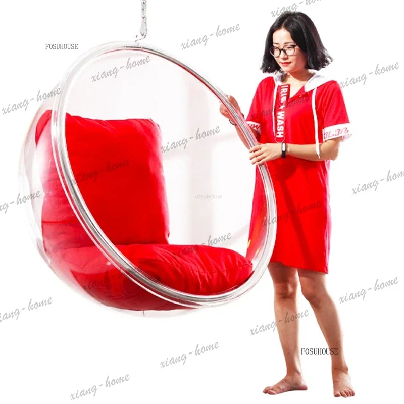 LSNordic Acrylic Bubble Chair Outdoor Swings Home Garden Swing Balcony Leisure Chair with Bracket Light Luxury Outdoor Furniture