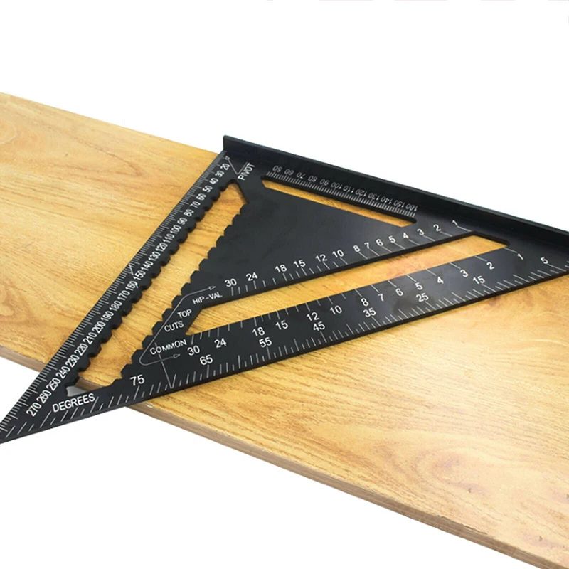 7/12inch Aluminium Carpenter Square Ruler Set Protractors Rafter Angle Frame Measuring Measurement Woodworking Triangular Rule