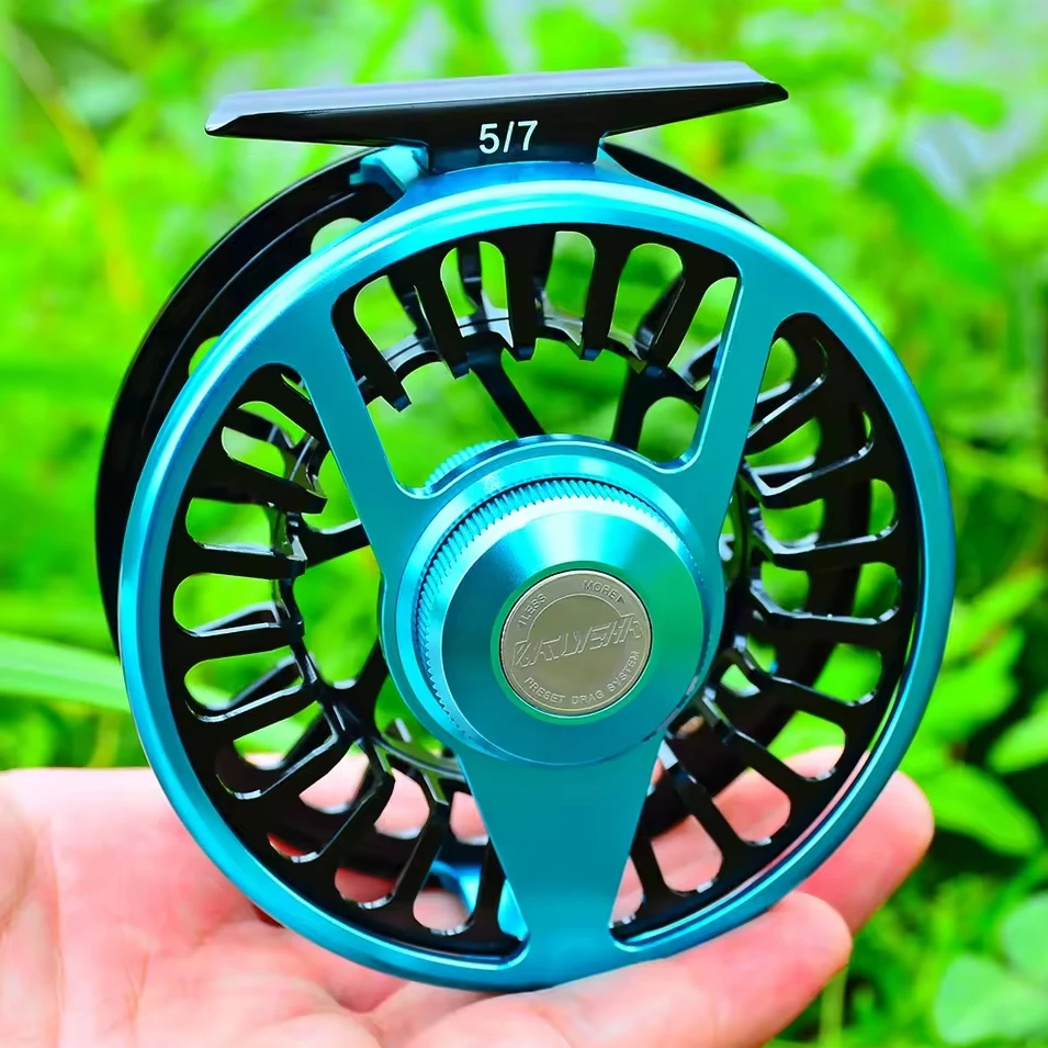 PROBEROS Fly Fishing 3+1 BB Wheel Blue & Silver Color Fly Fishing Reel CNC Machine Right & Left Handle Aluminum Fly Reel