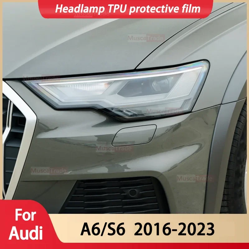 

For AUDI A6/S6 2015-2023 Car Headlight Transparent TPU Protective Cover Film Front Light Tint Change Color Sticker Accessories