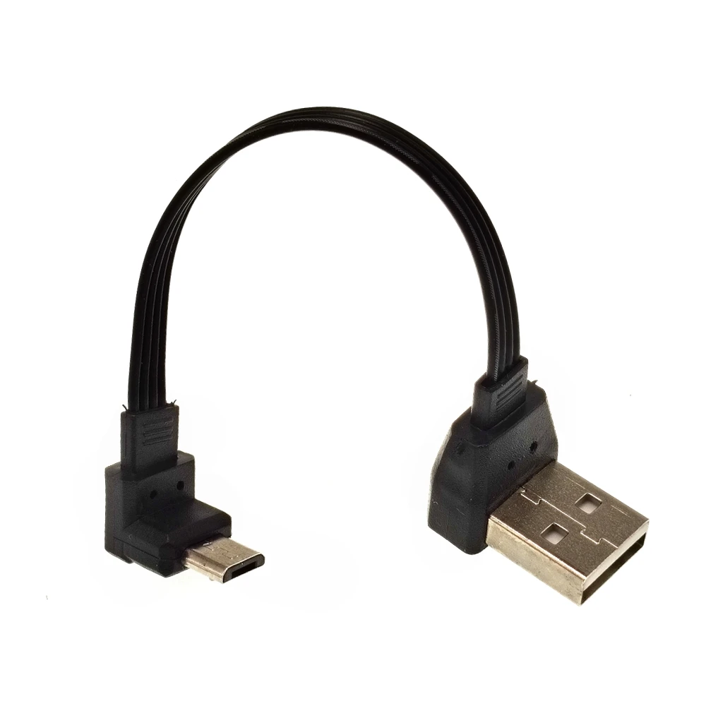

Soft silicone ultra-thin 2.0 USB to micro USB data cable, double bend charging cable, power bank charging short cable
