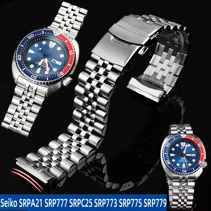 Arc Solid Stainless Watch Band For Seiko Abalone Turtles Prospex SRPA21 SRP777 SRPC25 SRP773 SRP775 SRP779 Bracelet 22mm Strap