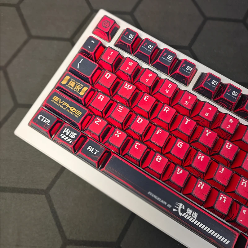 Original animation No. 2 machine PBT keycap red and black custom sublimation keyboard cap wooting