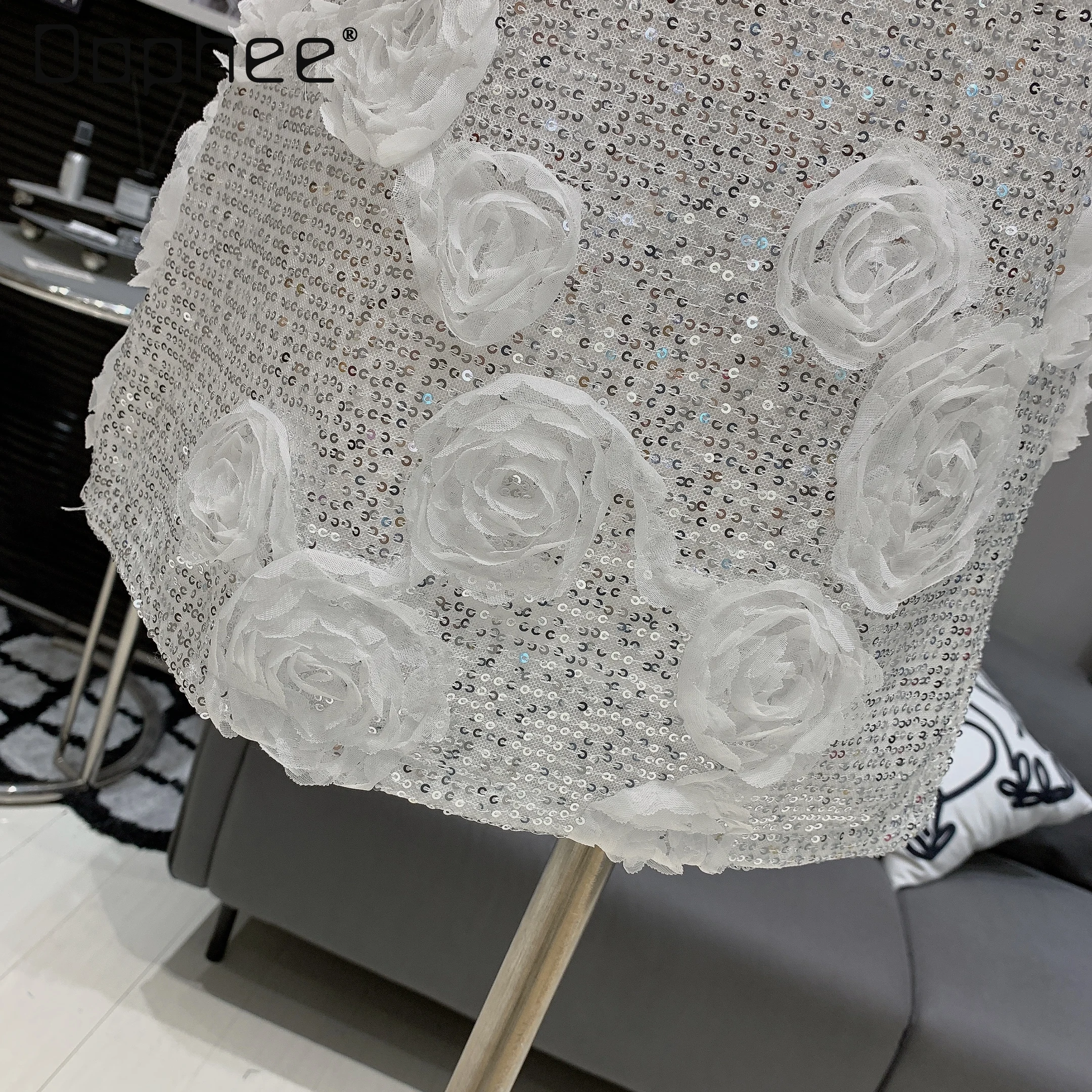 French Temperament Heavy Industry Flower Sequined Skirt Hot Girl Fashionable Sexy High Waist Mini Skirt Women A-line Skirts