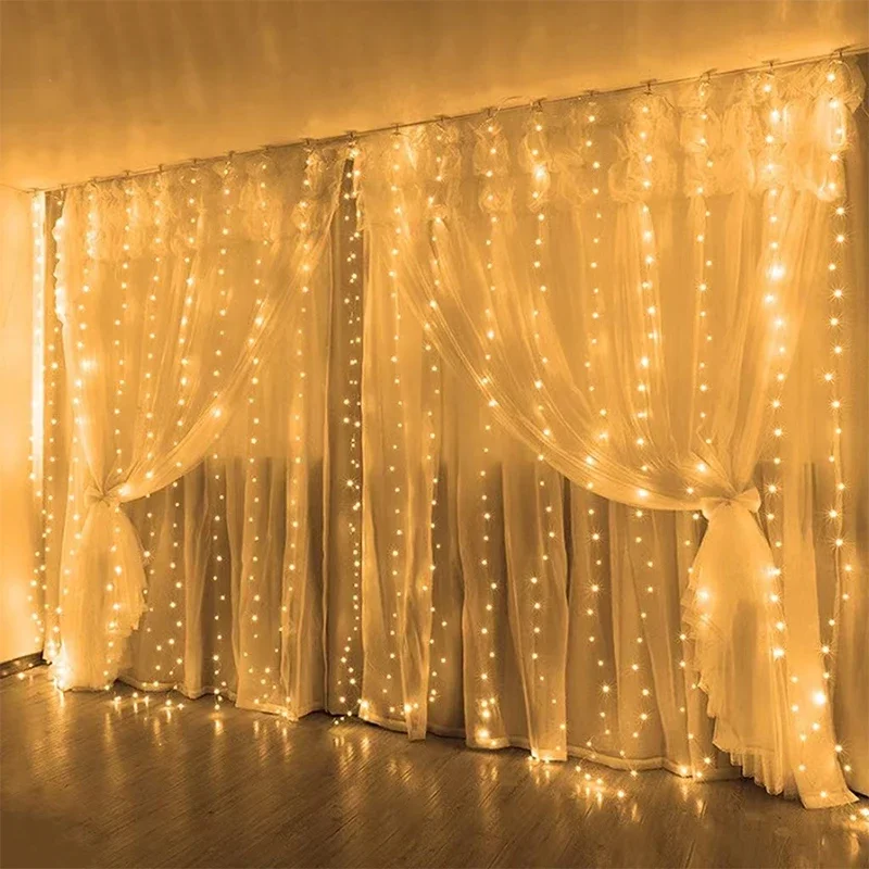

Curtain Garland Led String Lights Festival Christmas Decoration 8 Mode Usb Holiday Light For Bedroom Home Outdoor