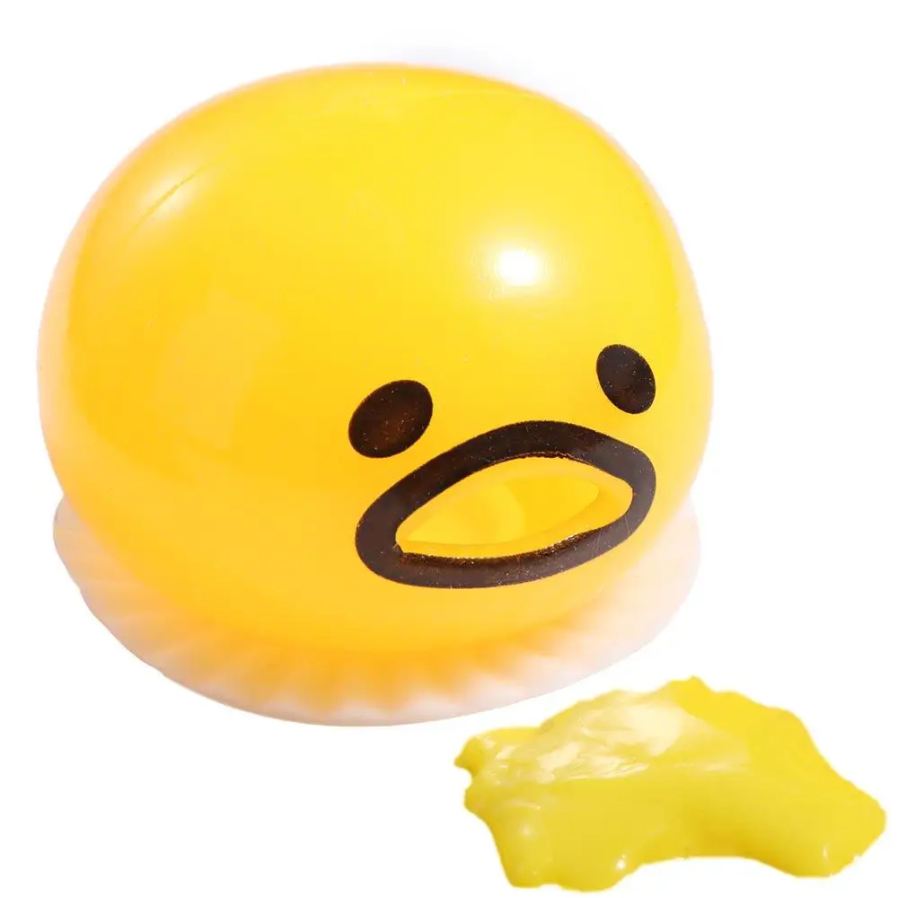 Fluid Vomiting Egg Yolk Pinch Toys Tricky Non Stick Vomiting Egg Yolk Squeezing Toy Funny Puking