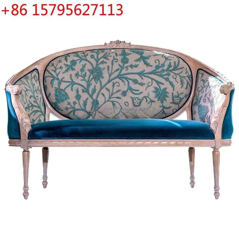 

All solid wood original design French Chinese wool embroidery sofa combination fabric