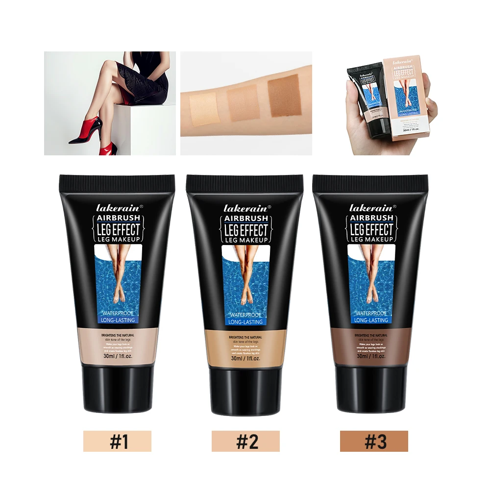 Crema de maquillaje para piernas, corrector, resistente al agua, larga duración, antitransferencia, incluso el tono de la piel, potenciador del brillo, loción de base marrón tostado de trigo
