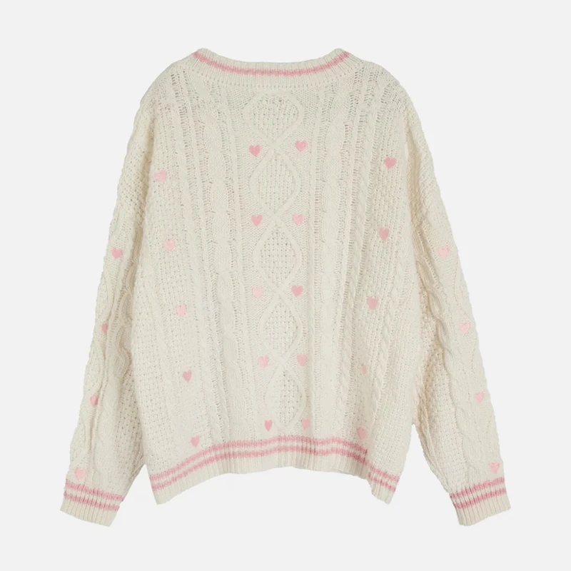 Lover Cardigan with Pink Heart Button Embroidery Patch Soft Knitted Sweater Cosy Lover-Era TS Merch TayTay Valentine Gift