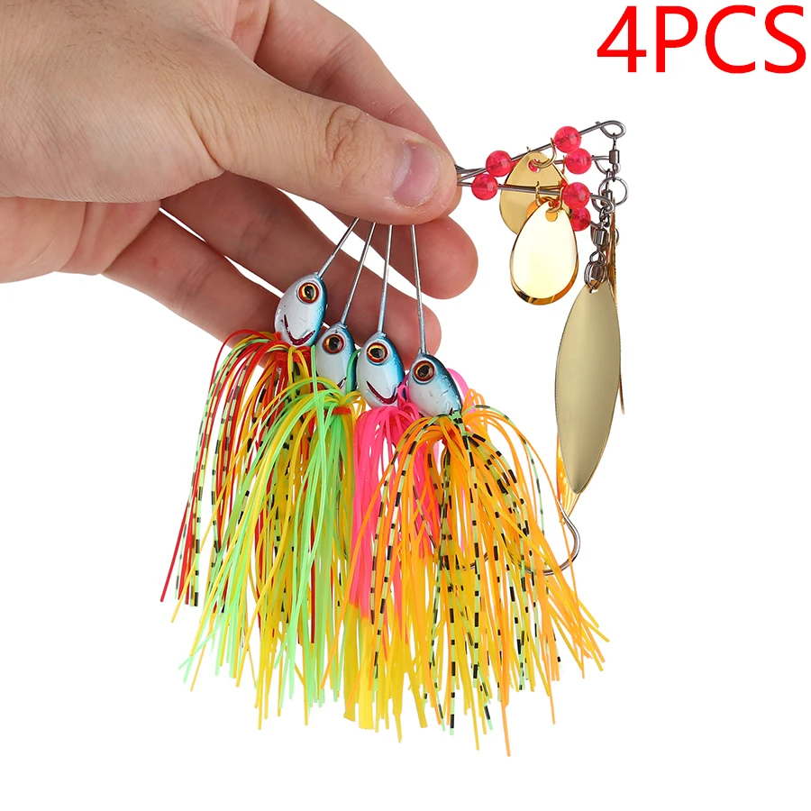 4 stuks draaibare vis-hardbaits, kunstmatige aasjes, metalen sequins, vislokmiddelen, zinkende spinnerlepel, spinnerbait, wobblers voor snoek.