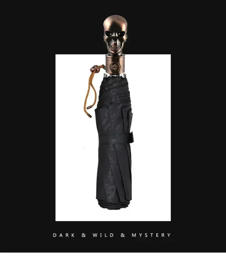 

High Quality Skull Umbrella Punk Gentleman Travel Windproof Sunny and Rainy Umbrella