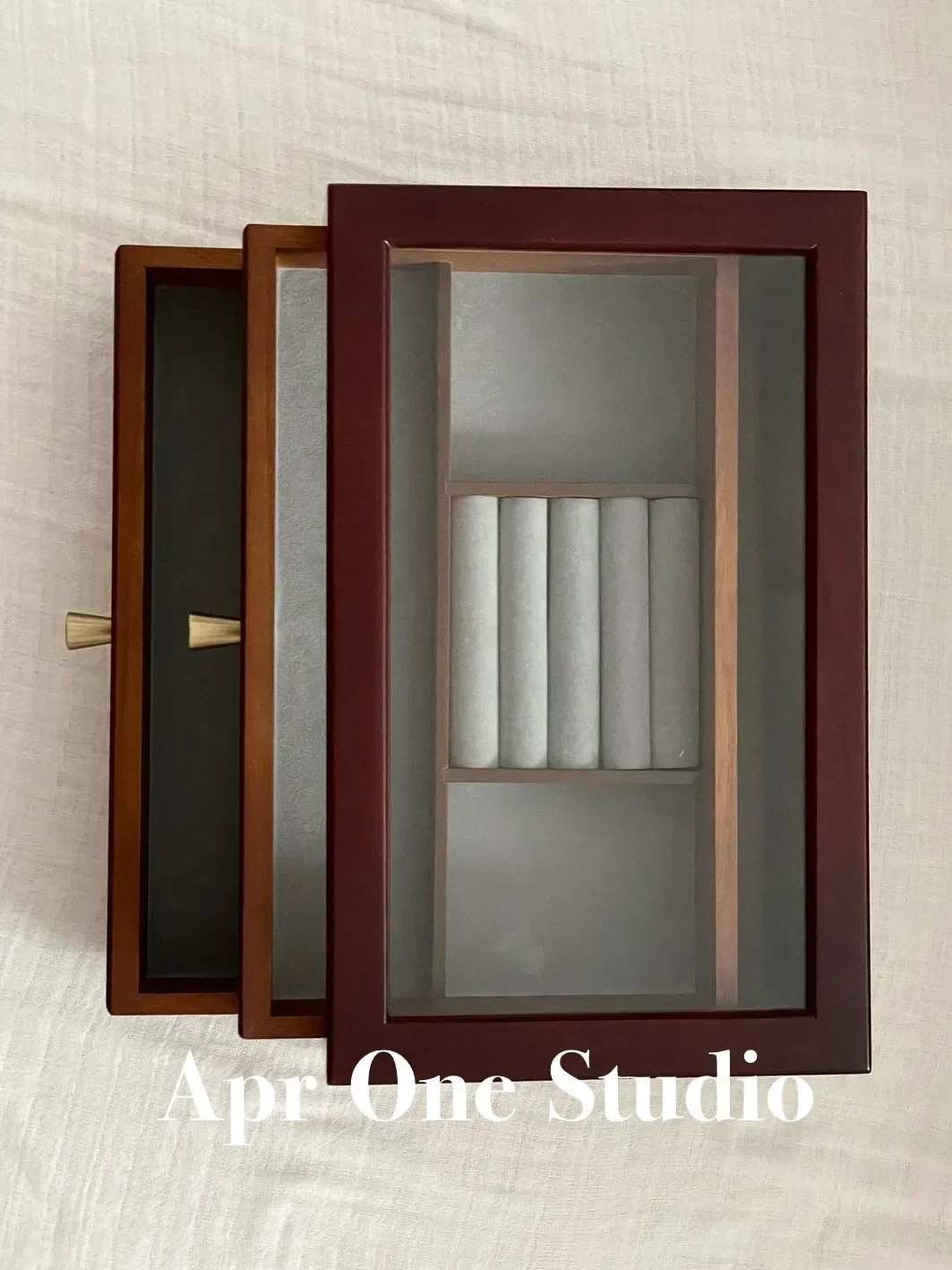 Walnut color double-layer practical retro jewelry box large capacity solid wood jewelry ring storage