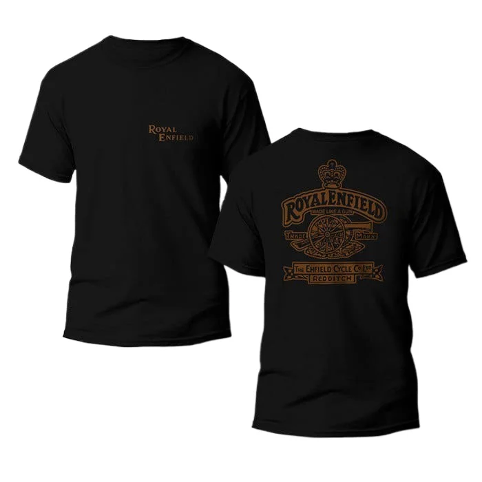 2026 new Black Crew Neck Short Sleeve Front Chest Vintage Text Back Retro Motorcycle Badge Graphic Double Sided Unisex Biker Tee