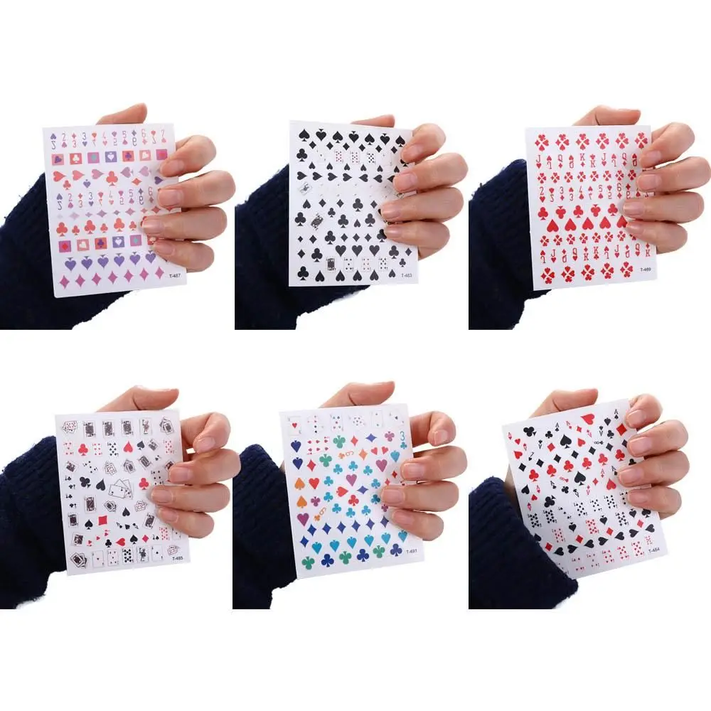 Spades Cute Square Manicure Playing Card DIY 3D Nail Decals Poker Nail Art Stickers Nail Adhesive Stickers Nail Art Decorations