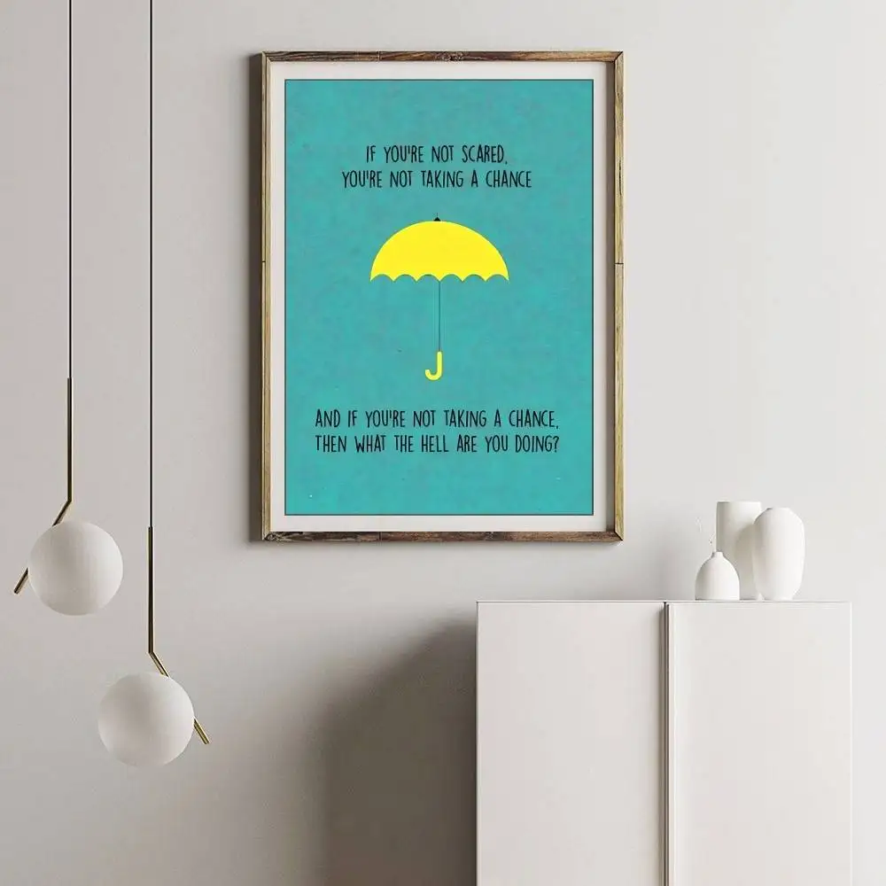 الحد الأدنى الأزرق كيف قابلت والدتك ملصق تلفزيوني مع مظلة صفراء ملصق غرفة نوم جدار صورة فنية غرفة المعيشة ديكور المنزل #3