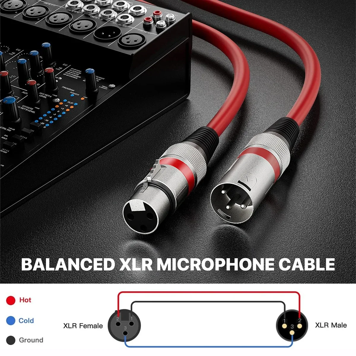 XLR Cables XLR Male To Female 3 Pins Balanced Microphone Cable Multi-Color Mic Cord for Mixer Speaker Recording Studio Podcast