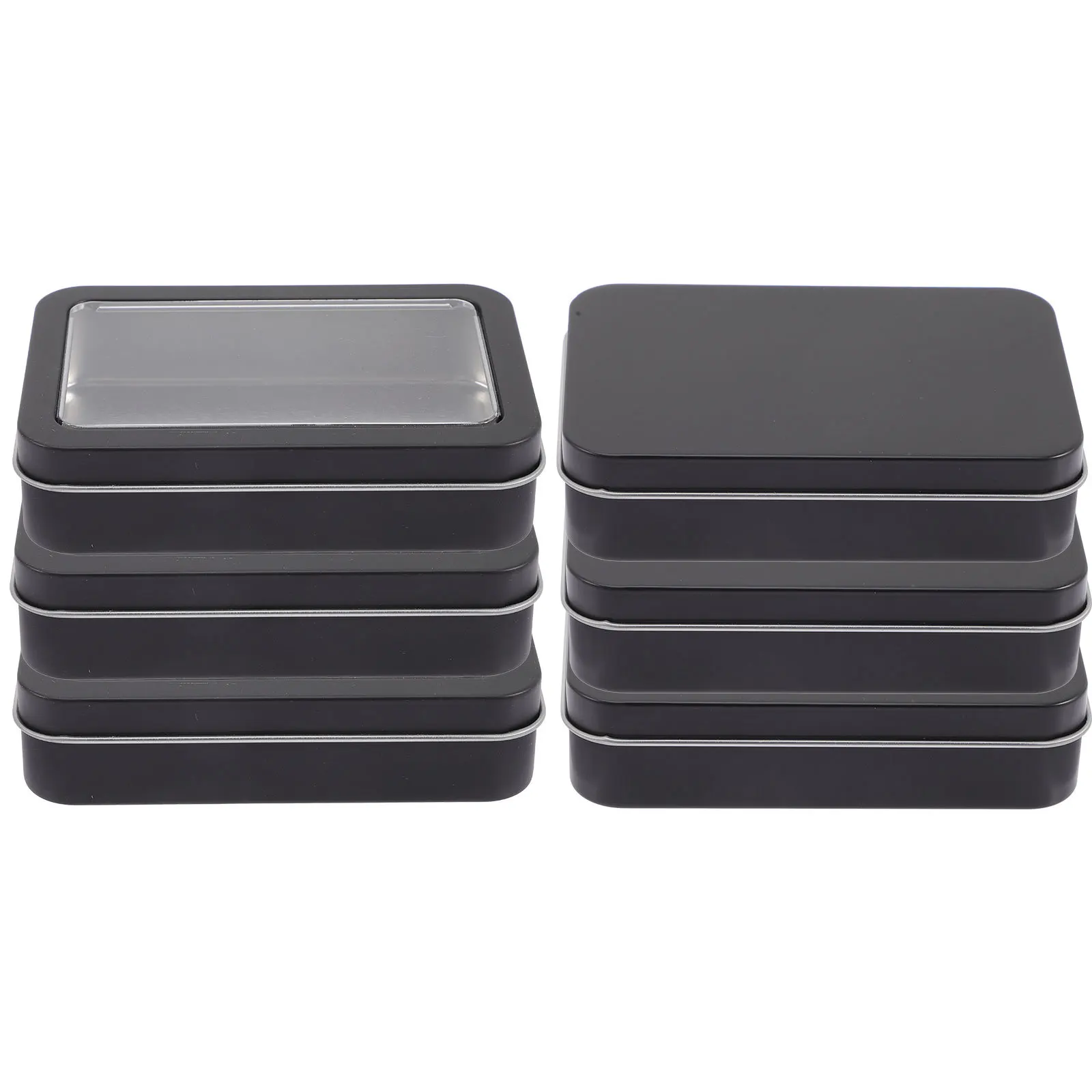 

6pcs Black Playing Card Tin Box with Dividers Organizer Holder for Poker Cards Game Craft Storage Biscuit Container
