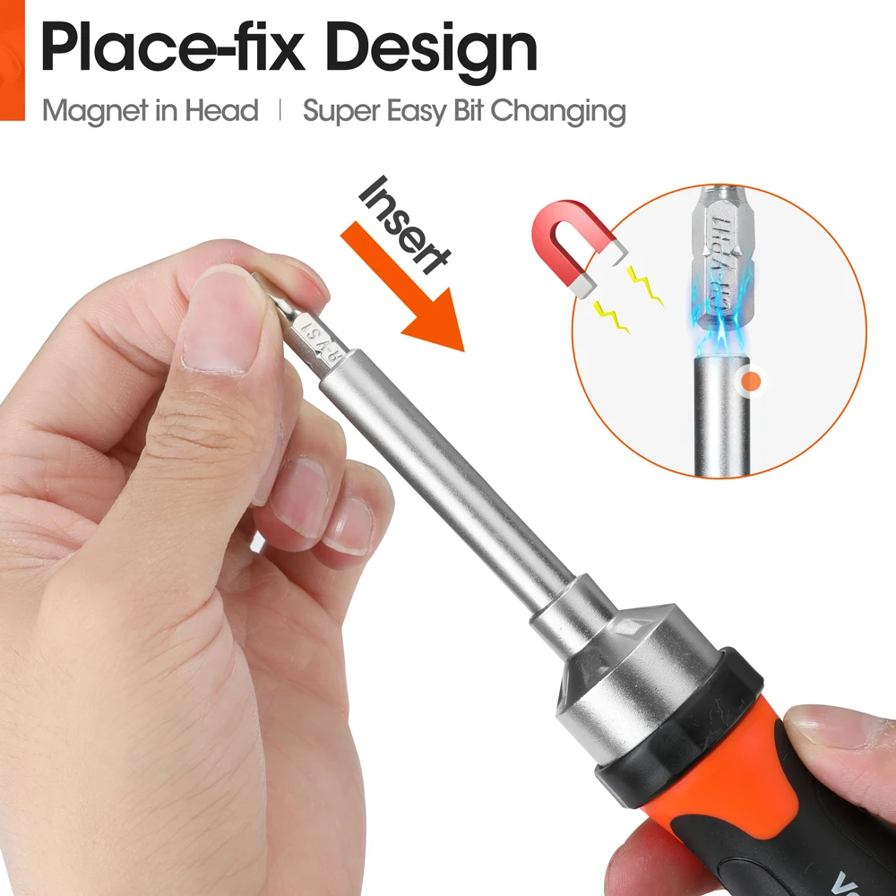 ValueMax 12 in 1 Ratcheting Multi-Bit Screwdriver Set Magnetic Screwdriver Kit Precision Bits PH2 Ratchet Screwdriver Bit Set