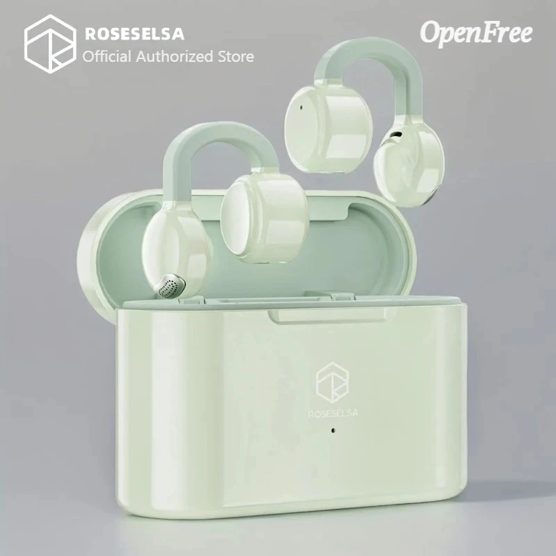 سماعات أذن ROSESELSA OpenFree مفتوحة الأذن، سماعات بلوتوث لاسلكية بمشبك خفيف الوزن ومريح، تصميم مناسب للجري الرياضي
