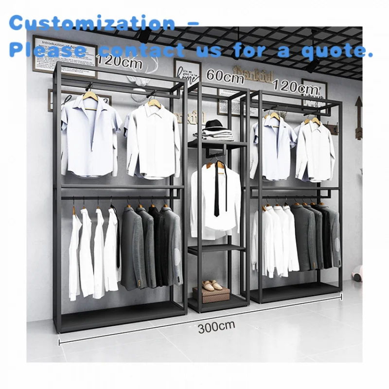 

custom.Kainice Supplier Retail Clothing Display Shelves Furniture Metal Frame Shirt Display Frame Shelf Display Garment Rack