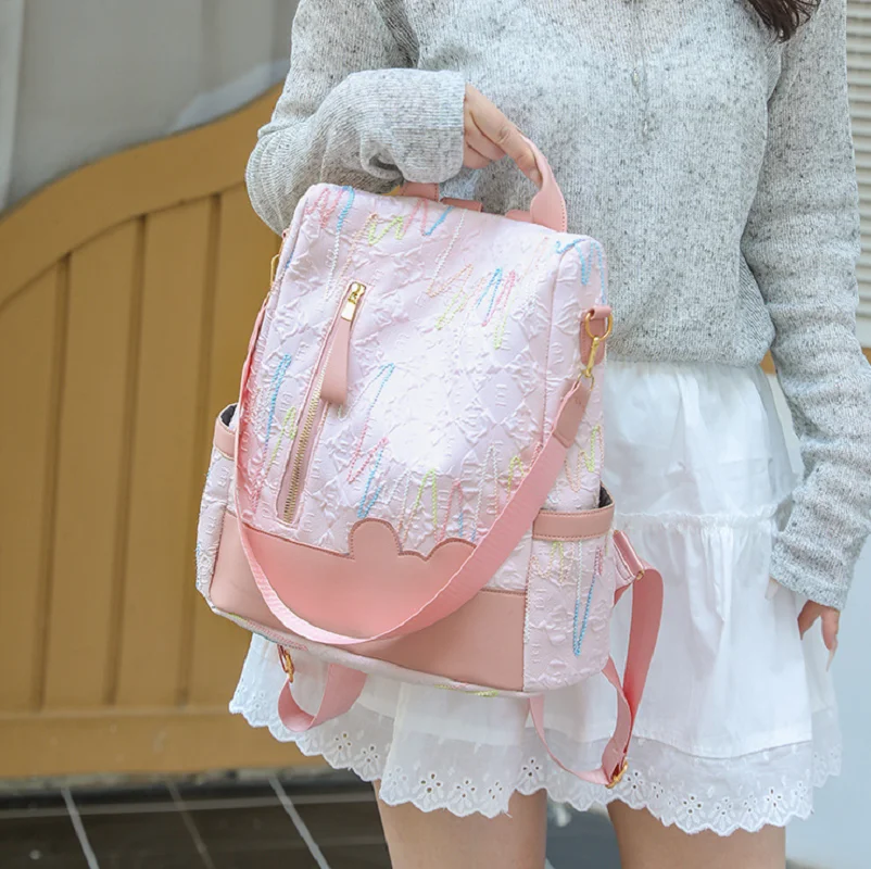 New Korean Fashion Large Capacity Anti Theft Travel Backpacks Women's Shoulder Bags Notebook School Bag Crossbody Backpack