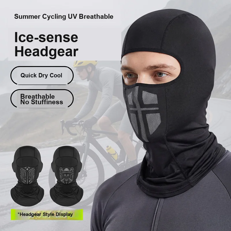 Cycling Head Mask Mesh Ice Silk Thin Full Face Sun Protection Helmet Liner Skull Mask for Summer Outdoor Sports