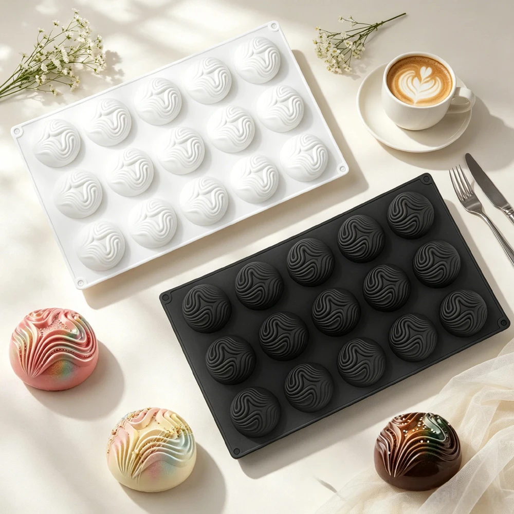 Geometric Textured Hemisphere Design Silicone Dessert Mould Multi-use Kitchen Baking Accessory for Mousse Cake Chocolate