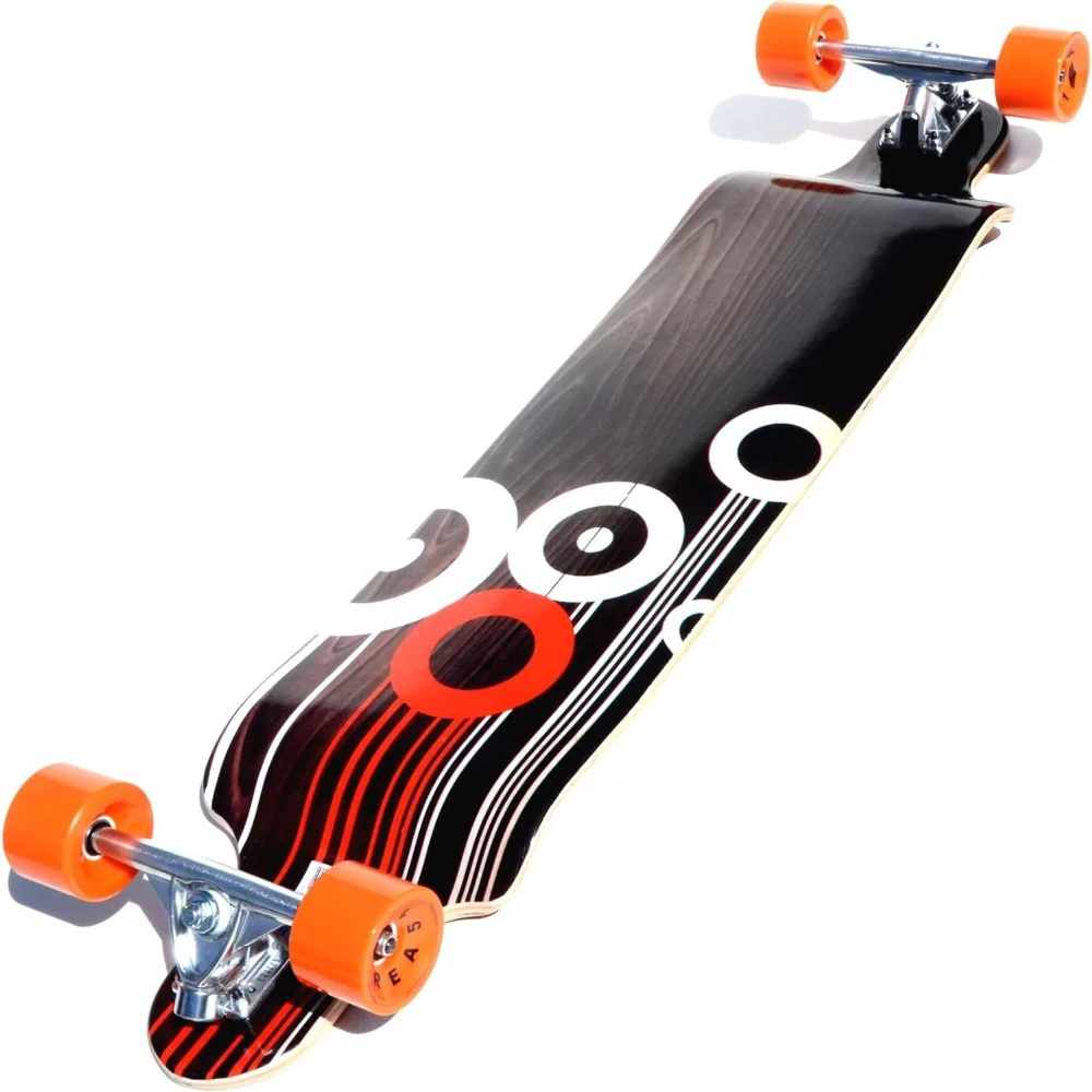 

Long Board Skateboard, Full Maple Laminated Deck 70x51mm, Ultra-high Rebound, 9 Bearings with High-speed Lubricant