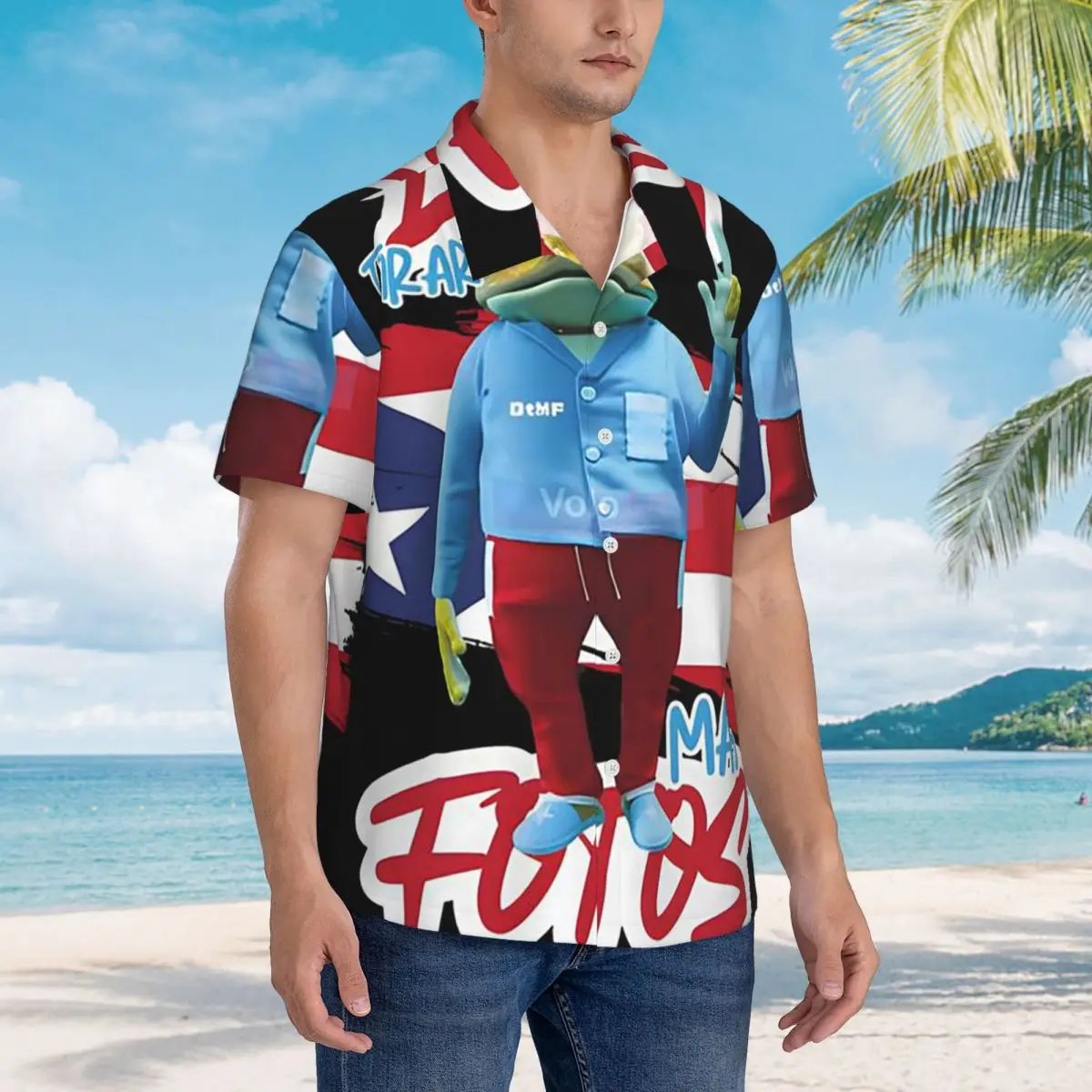 

Bad Bunny DTMF Debi Tirar Mas Fotos Hawaiian Shirts Fashion Men Short Sleeve Shirt for Summer Beach Men's Button Tops