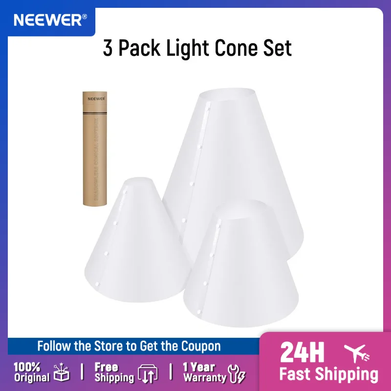 

NEEWER 3 Pack Light Cone Set (14"/15"/20") Upgraded 0.5mm Thick Photo Lighting Flash Diffuser Reflector