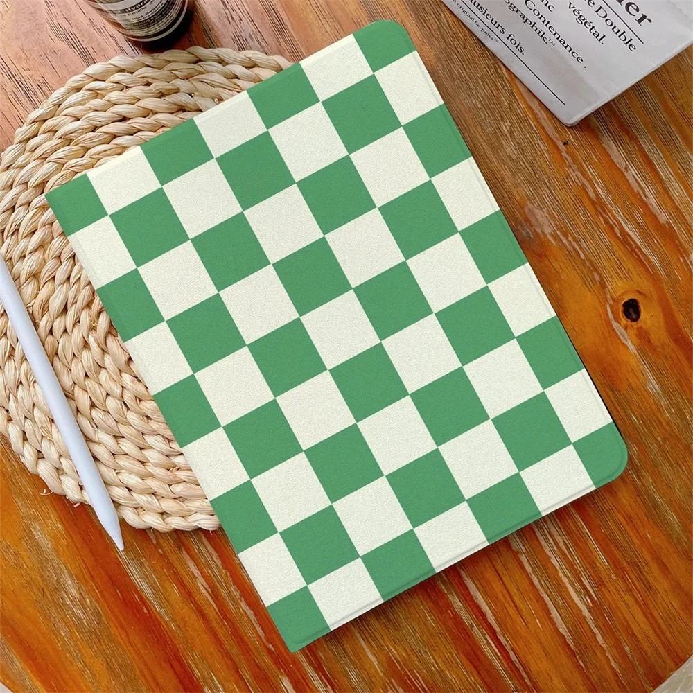 

Green Checkers Print ipad case For Air 4 iPad Pro 11in 2020 10.5 With Pencil Holder 10.2 8 7th 12.9 2020 Mini 4 5 6 Case Cover