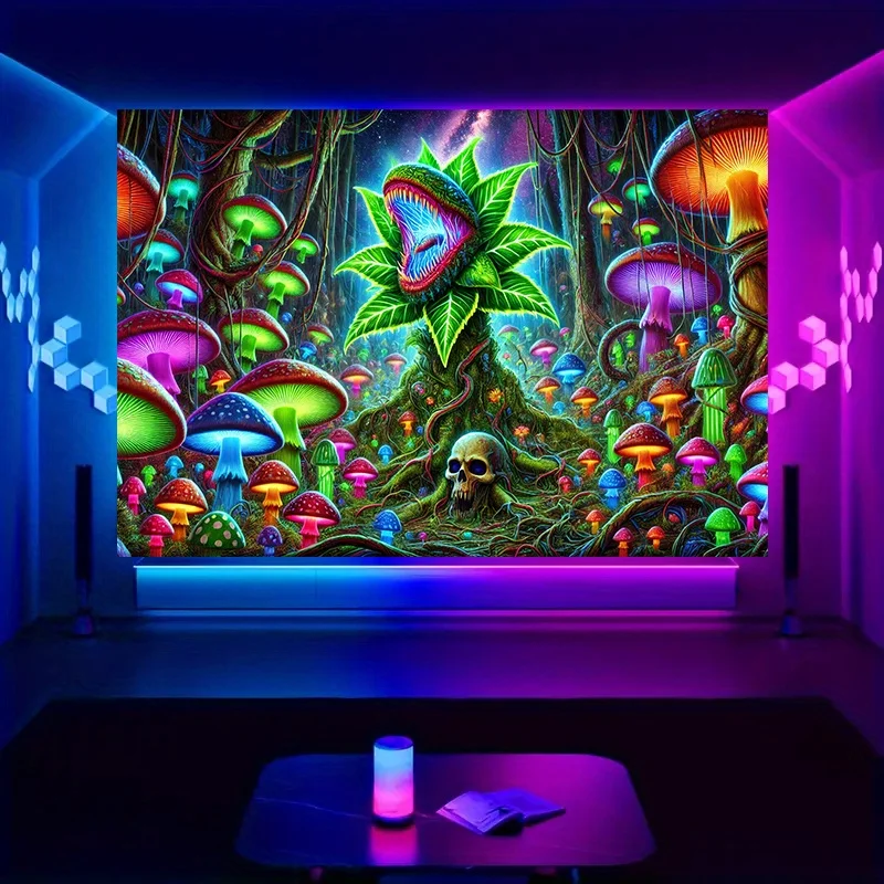 VIKAMA Kannibale Blumen-Wandteppich, Fantasy-Wald, böhmisches Wohnzimmer, Musik, Festival-Stil, Schlafzimmer-Thema, Hintergrund-Wandteppich