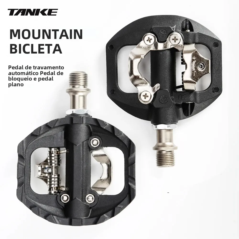 Tanke pedais de mountain bike 3 rolamentos selados spd duplo clipless plano & lock pedal pedais de ciclismo de alumínio acessórios de ciclismo de náilon