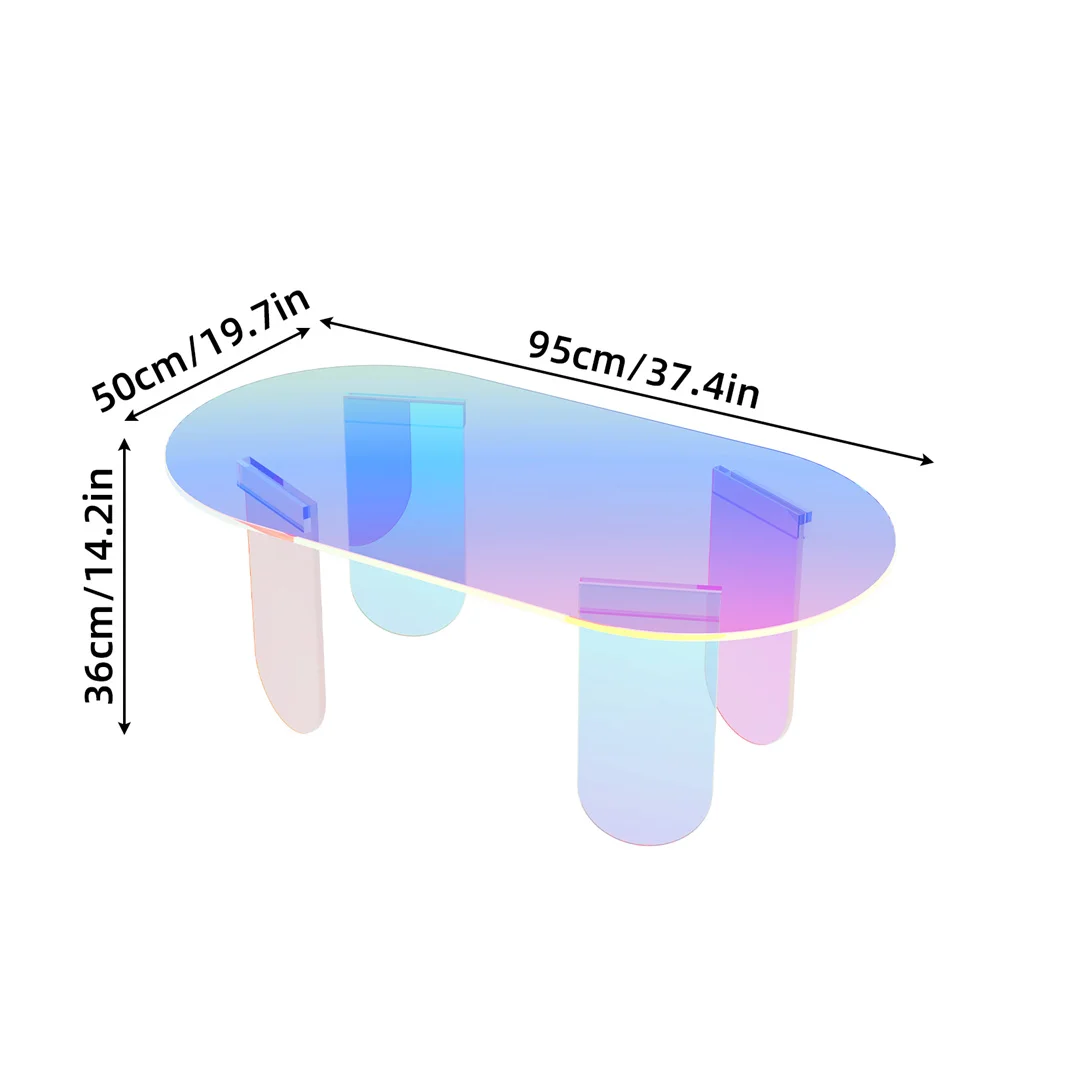 LUVODI Iridescent transparante acryl salontafel - onbreekbare bijzettafel voor woonkamer, loungekamer, thuiskantoor decoratie