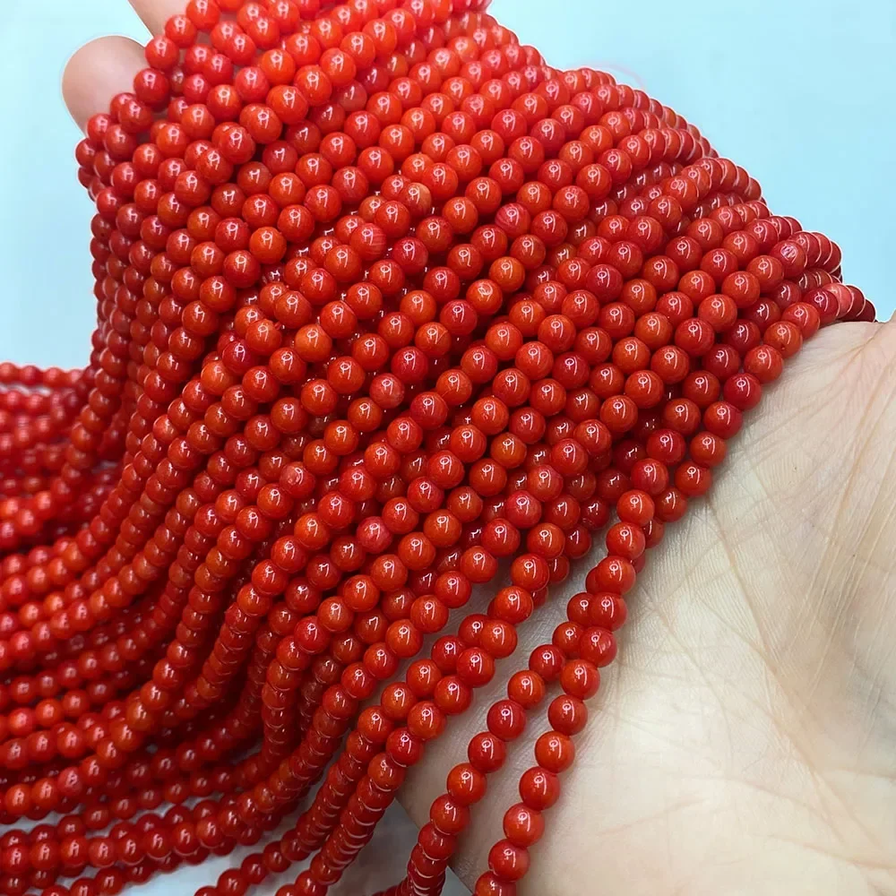 2-8mm Natural Sea Bamboo Red Coral Beads Grade A Coral Round Beads For Jewelry Making DIY Necklace Bracelet earring Accessories