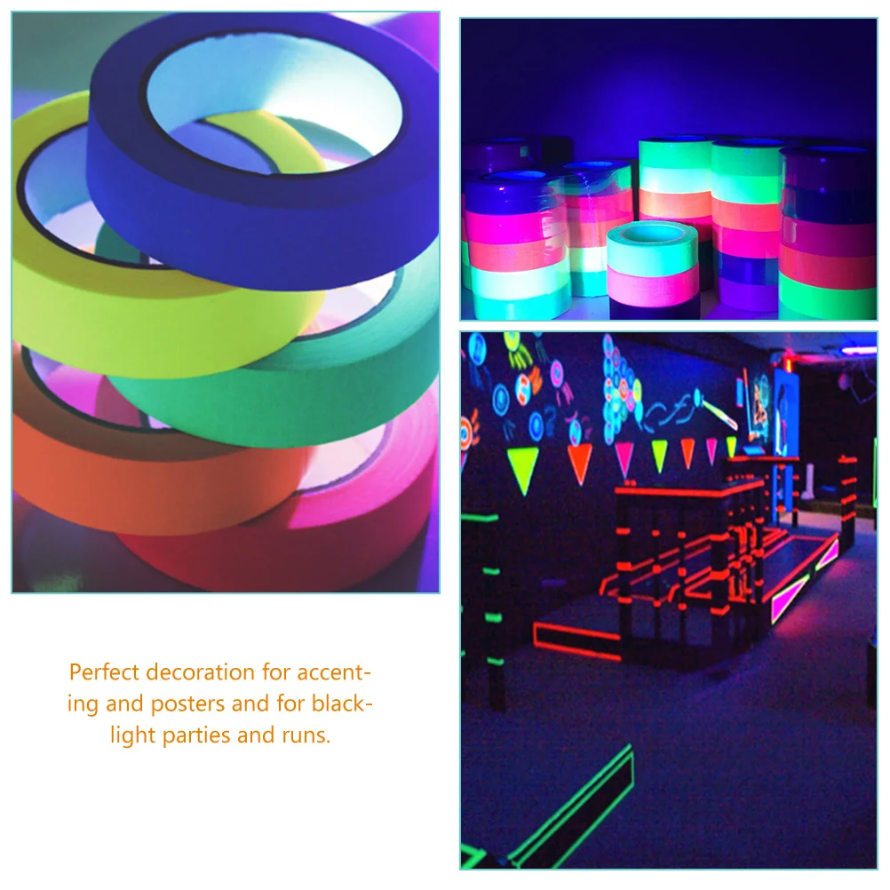 6 stücke 15mm x 5m Neon UV Fluoreszierende Treppen Party Dekorationen Party Band Für Dekoration Neon Band Sicherheit bühne Requisiten Kleber