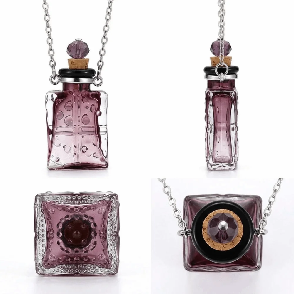 Openable Pendant Necklace Water Drop Shape Glaze Vial Vial Pendant Necklace Heart Shape Hollow Mini Glass Bottle