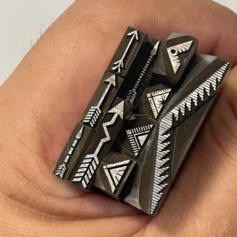 1PC Navajo Triangle Indian American Style Metal Stamps Jewelry Making Silver Leather Logo DIY Craft Stamping Punch Carving Tool