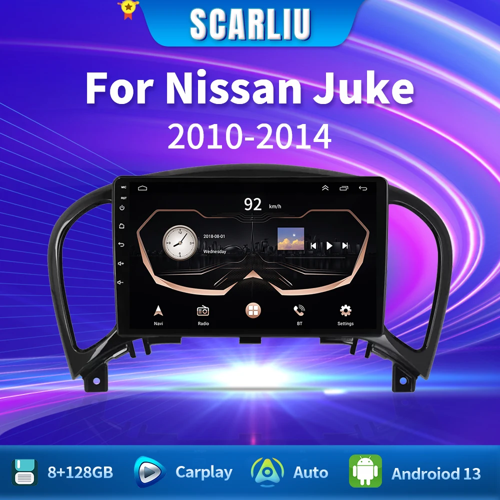

SCARLIU For Nissan Juke 2010 - 2014 Carplay Auto 4G+WIFI GPS Car Radio Navigation Multimedia Video Player Stereo BT Android 13