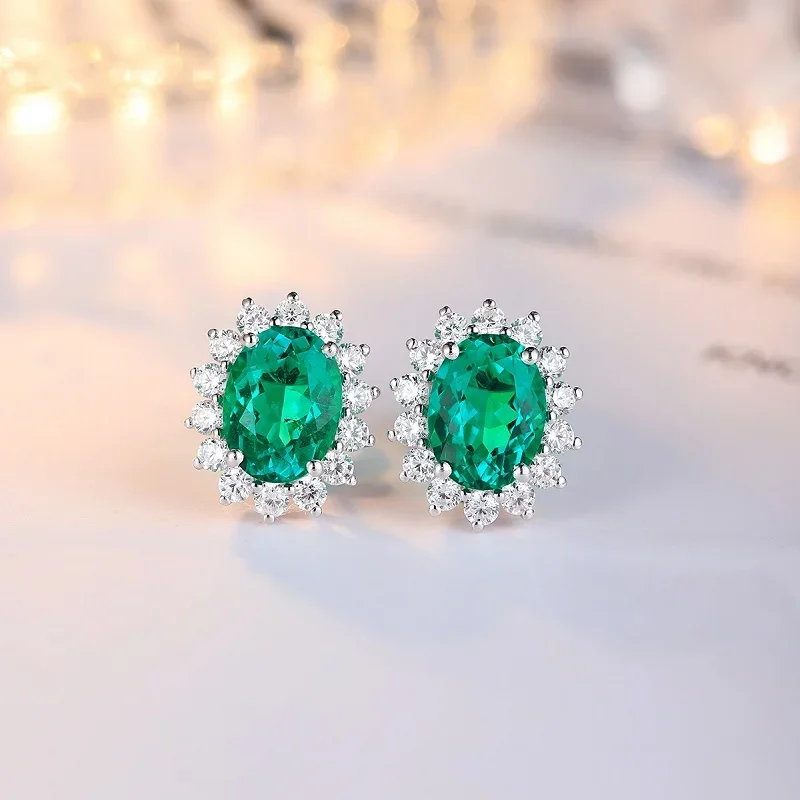 Pirmiana New Arrival  2.2ct Lab Grown Emerald Earring Studs S925 Silver Jewelry Earrings for Women