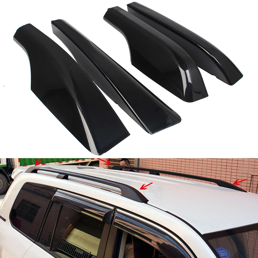 

Black/Silver ABS Roof Rack Bar Rail End Protection Cover Shell 4PCS For Toyota Land Cruiser LC200 FJ200 2008-2018 2019 2020 2021