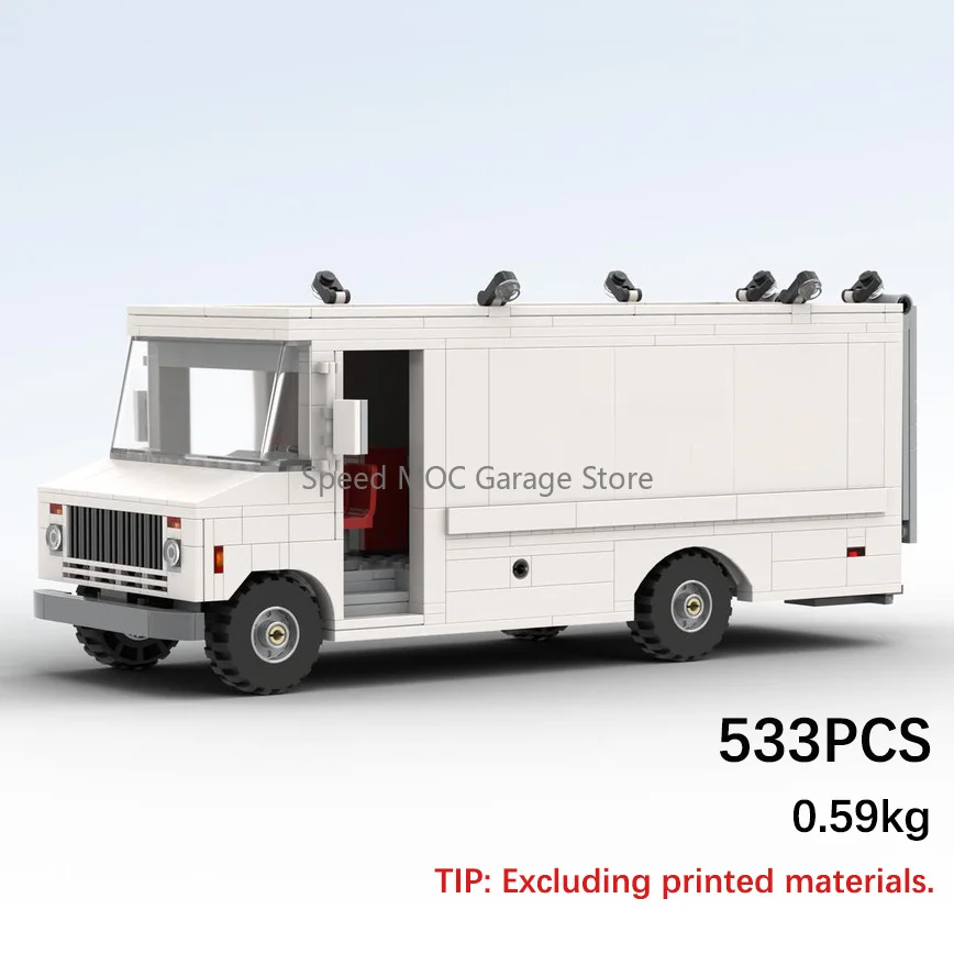 MOC White Step Van Building Blocks Set - 1980s Style Movie Replica Utility Truck Model Kit for Sci-Fi Fans & Hobbyists - view 2
