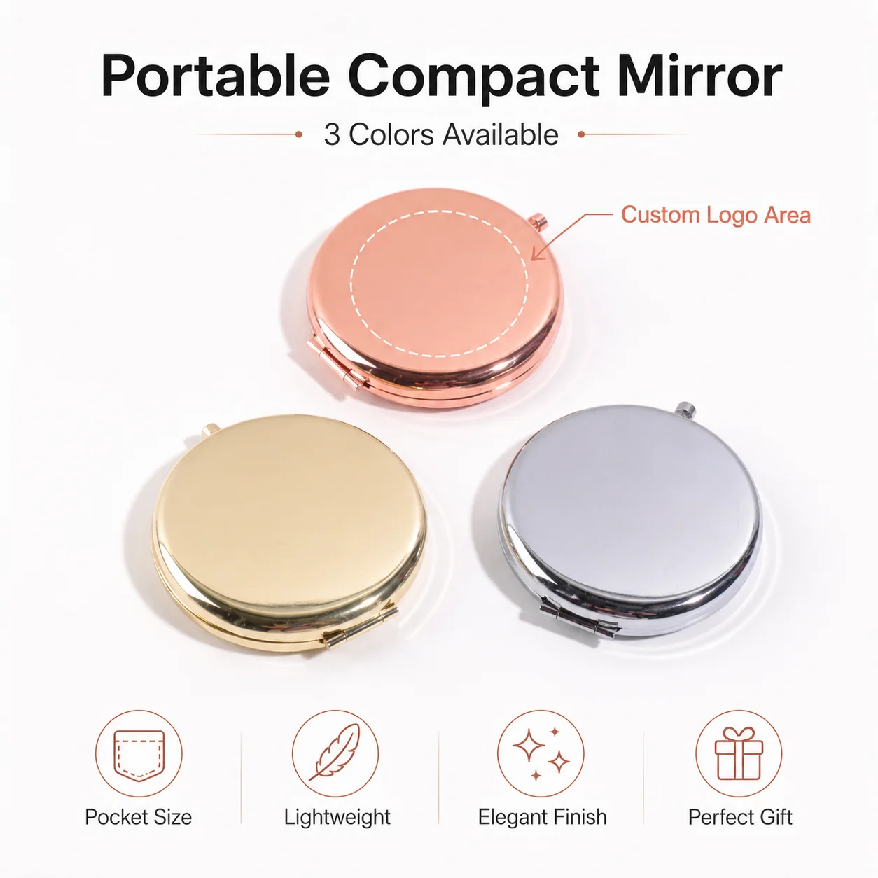 Custom text mirror, personalized laser engraved phone number, mini foldable handheld makeup mirror for men and women DIY mirror view 6